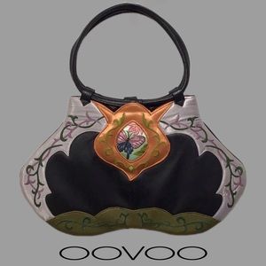 OOVOO Silk & Leather Hand-Embroidered Handbag, Designed by Hong Tu, Viet Nam